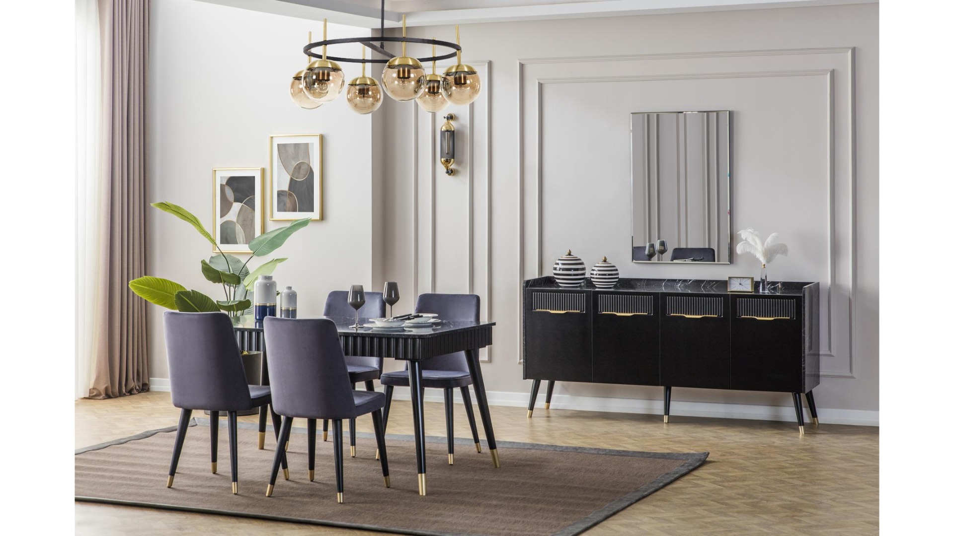 Tesla Siyah Yemek Odası Han Mobilya Tesla Siyah Yemek Odası Han Mobilya