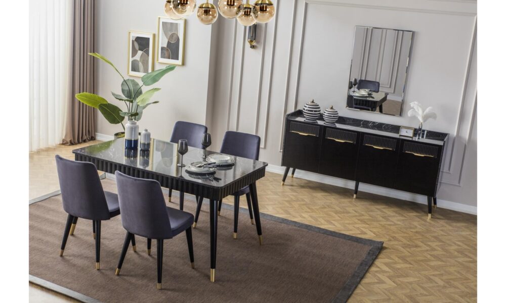 Tesla Siyah Yemek Odası Han Mobilya