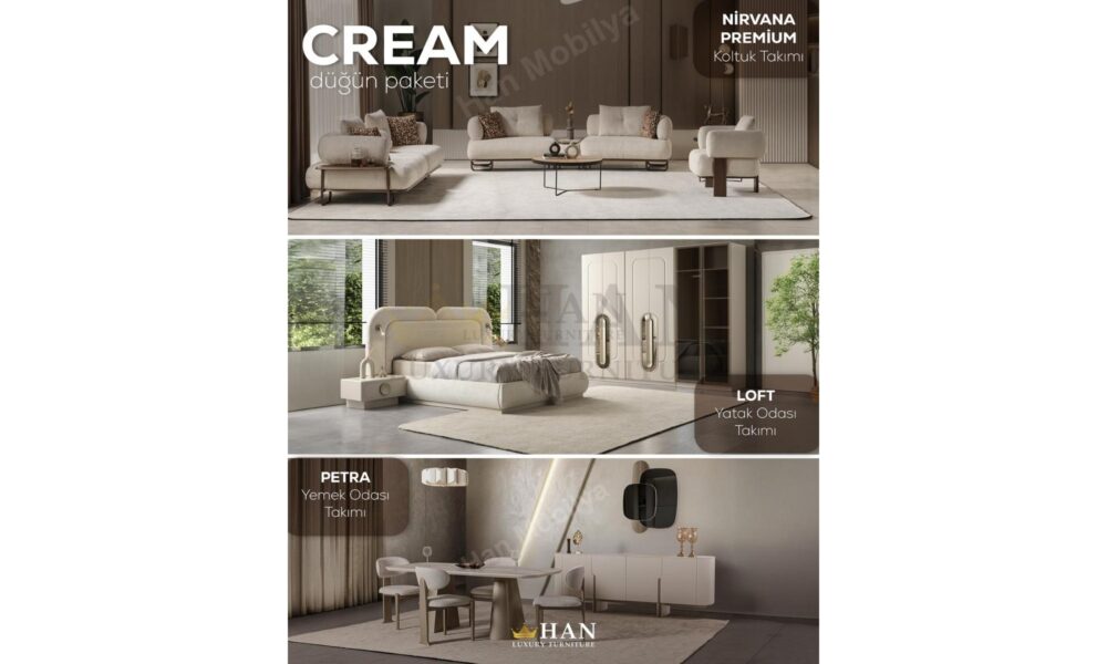 Cream Düğün Paketi Han Mobilya