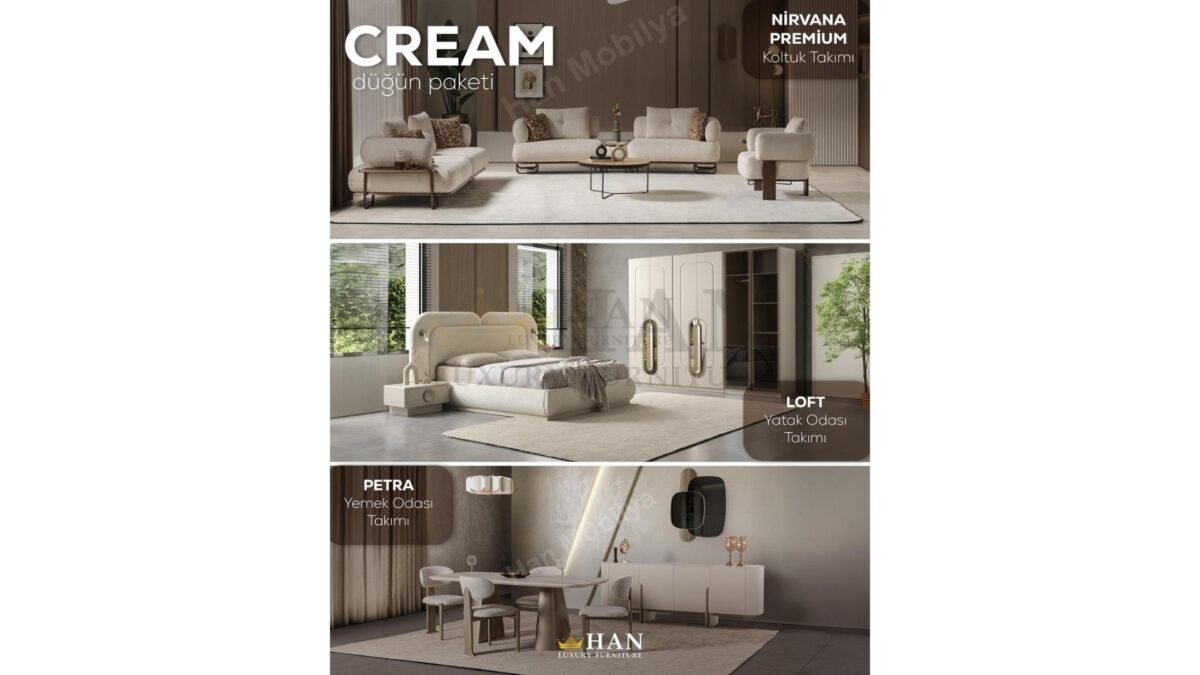 Cream Düğün Paketi Han Mobilya
