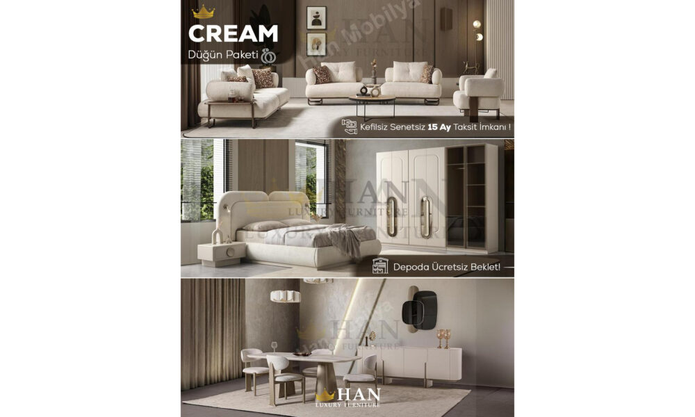Cream Düğün Paketi Han Mobilya