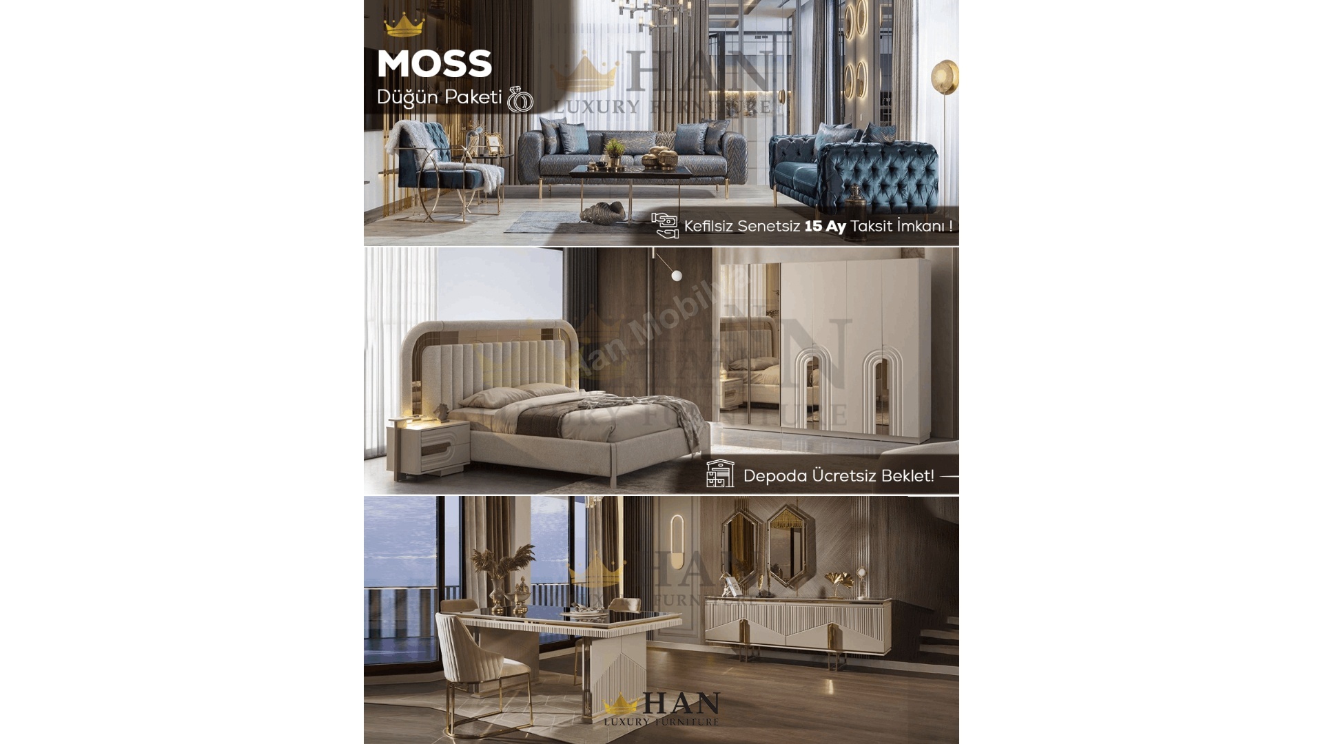 Moss Düğün Paketi Han Mobilya Moss Düğün Paketi Han Mobilya