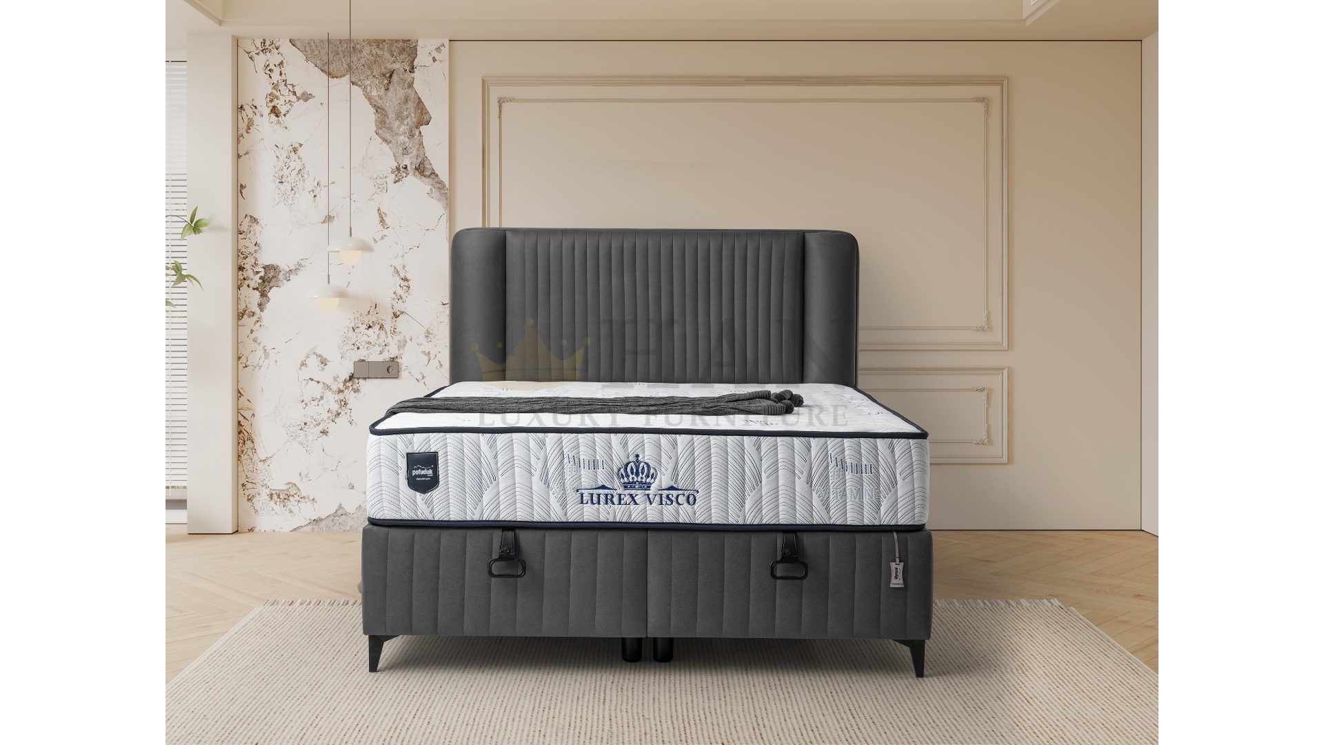 Lurex Visco Yatak-Baza-Başlık Takımı Han Mobilya Lurex Visco Yatak-Baza-Başlık Takımı Han Mobilya